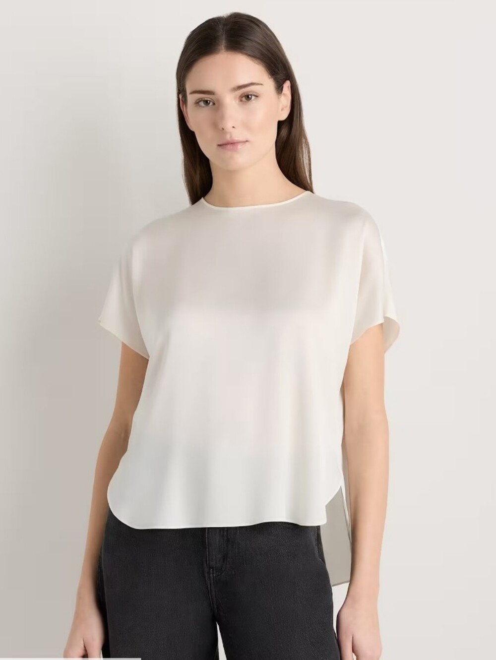 Quince Washable Silk Split Hem T-Shirt NWT Sz S